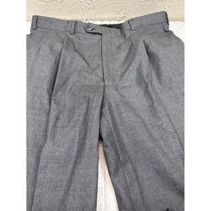 Vintage ACTWU Mens‎ Gray Pure Wool Pleated Cuffed Dress Pants Trousers 38x28 USA